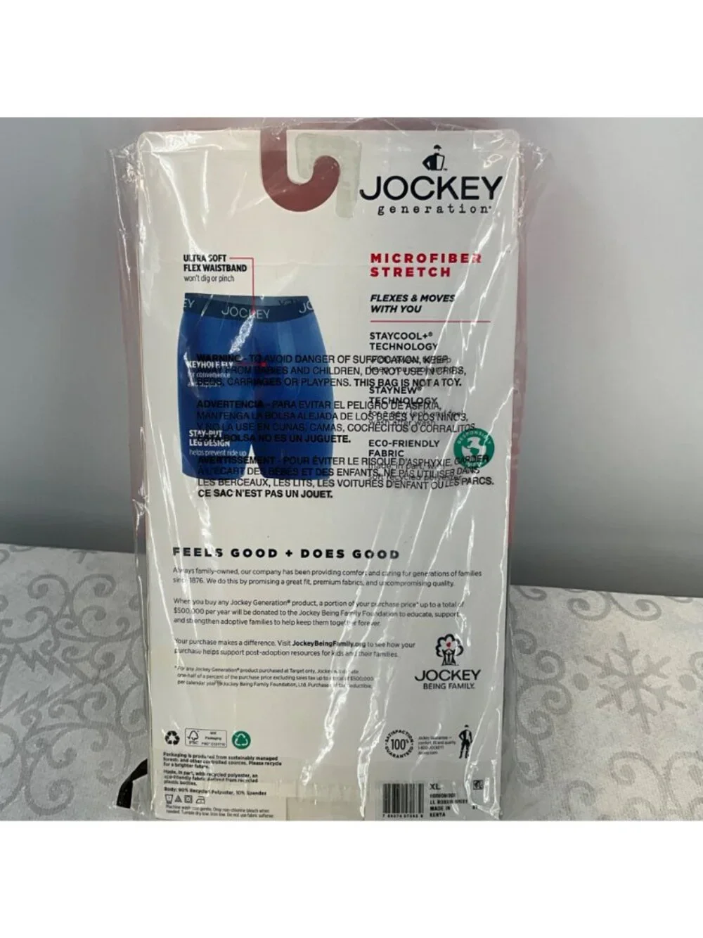 Jockey Generation Mens XL Microfiber Stretch Long-Leg Boxer Briefs 3-Pack With S